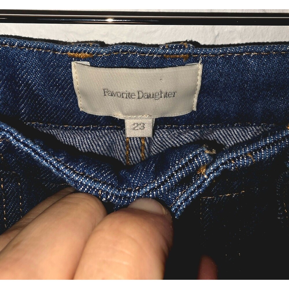 Favorite Daughter The Masha Wide Leg Jeans Dillion Blue Size 23 Gold Chain